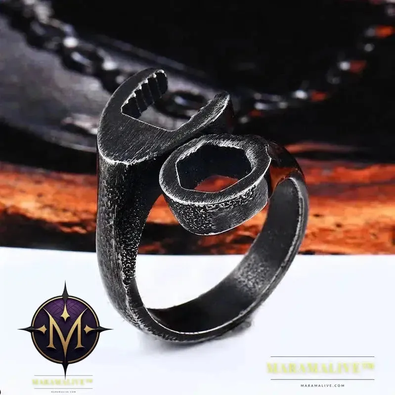 Stainless Steel Ring Hot Sale  Punk Biker Wrench Man Ring Tools Fashion Jewelry