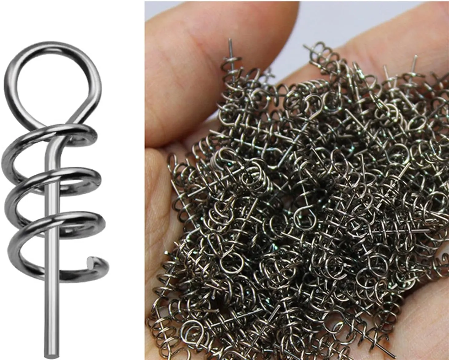 Stainless Steel Spring Latch 50PCS Or 100PCS Fishing pins/Hook Tool Centering Pins Fixed Latch Needle Spring Crank Twist Lock for Soft Lure/Bait/Worm/Grub Robust and Corrosion-Resistant