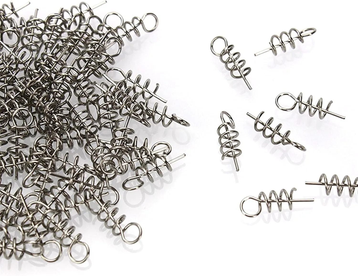 Stainless Steel Spring Latch 50PCS Or 100PCS Fishing pins/Hook Tool Centering Pins Fixed Latch Needle Spring Crank Twist Lock for Soft Lure/Bait/Worm/Grub Robust and Corrosion-Resistant