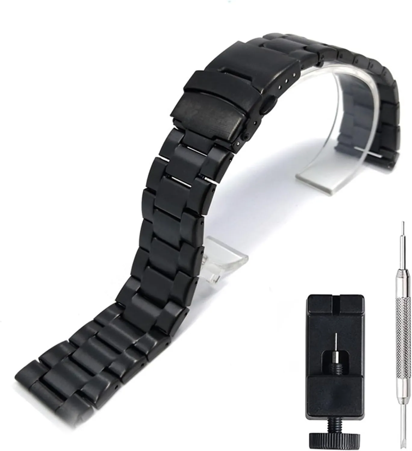 Stainless Steel Strap 20mm 22mm Universal Black Silver Strap Double Press Safety Buckle Quick Change Metal Wristband