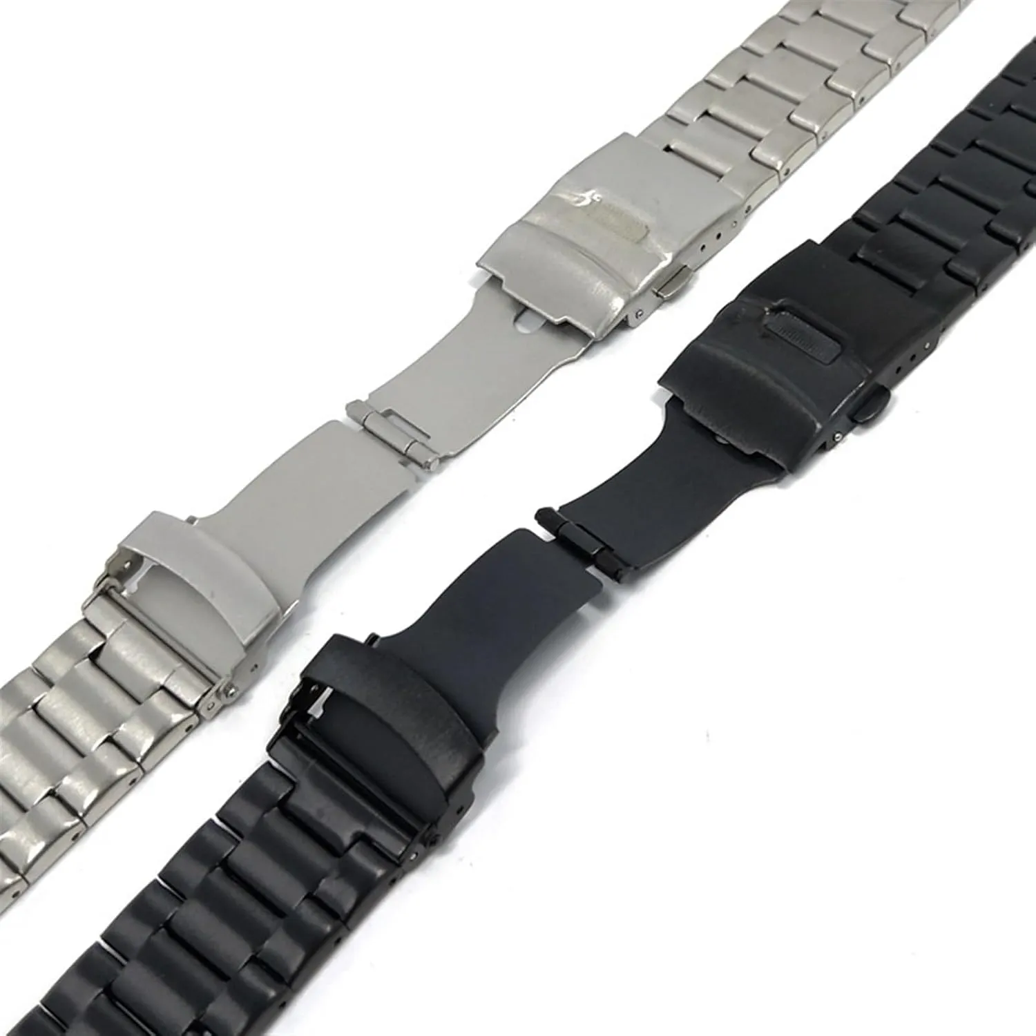 Stainless Steel Strap 20mm 22mm Universal Black Silver Strap Double Press Safety Buckle Quick Change Metal Wristband