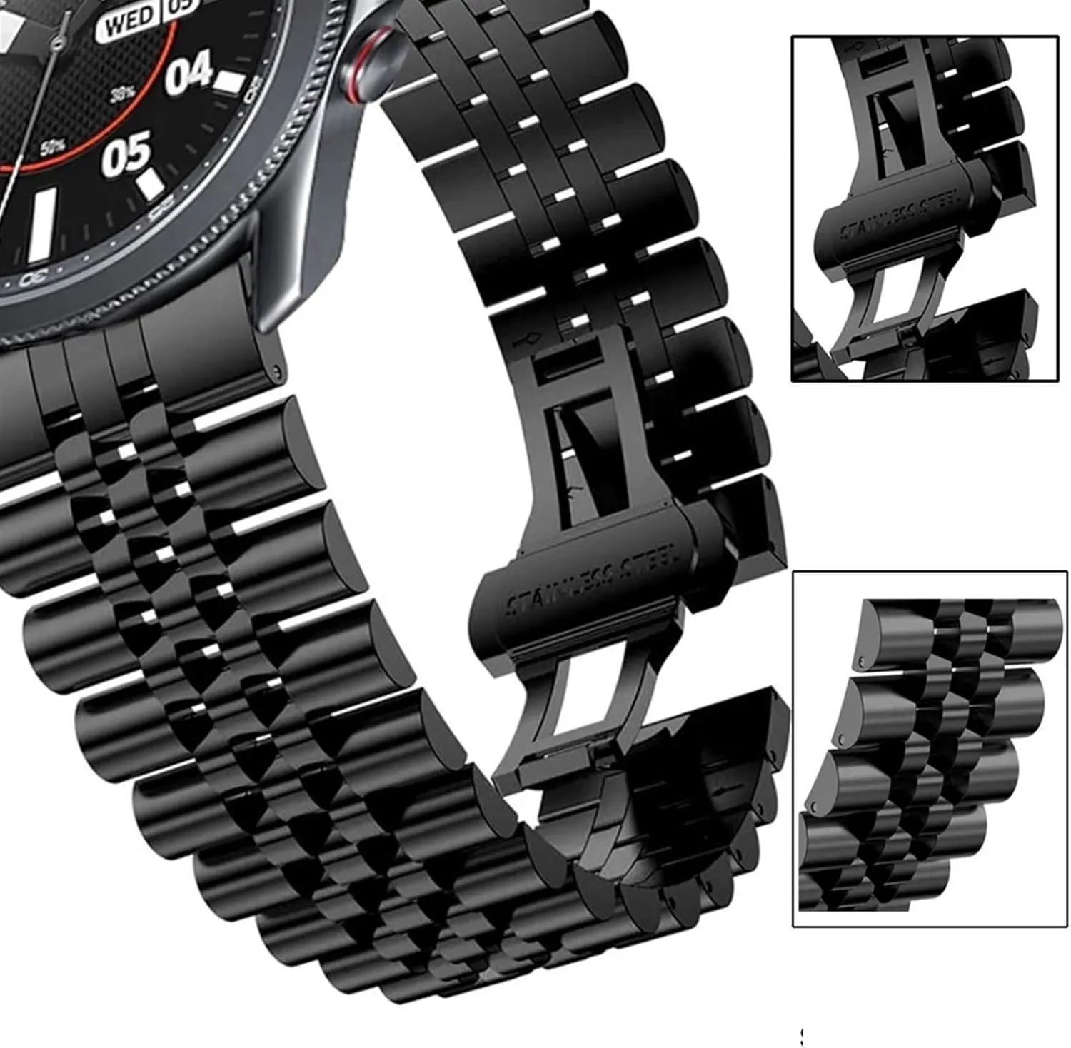Stainless Steel Watch Band 20mm 22mm Metal Wristband for Smart Watch Quartz Watch Folding Clasp Men Women Quick Change Wristband
