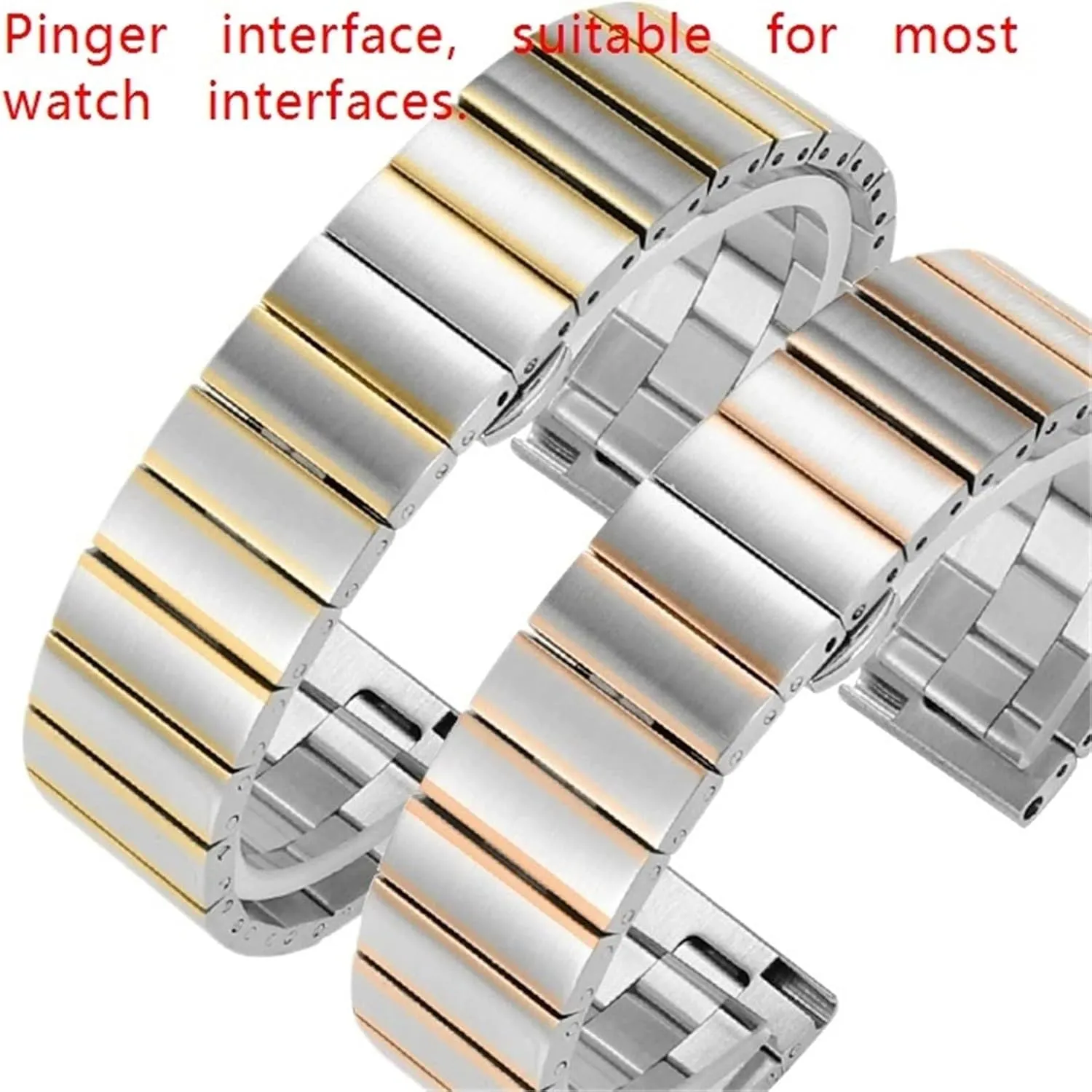 Stainless Steel Watch Strap 18mm Universal Folding Buckle Replacement Wristband