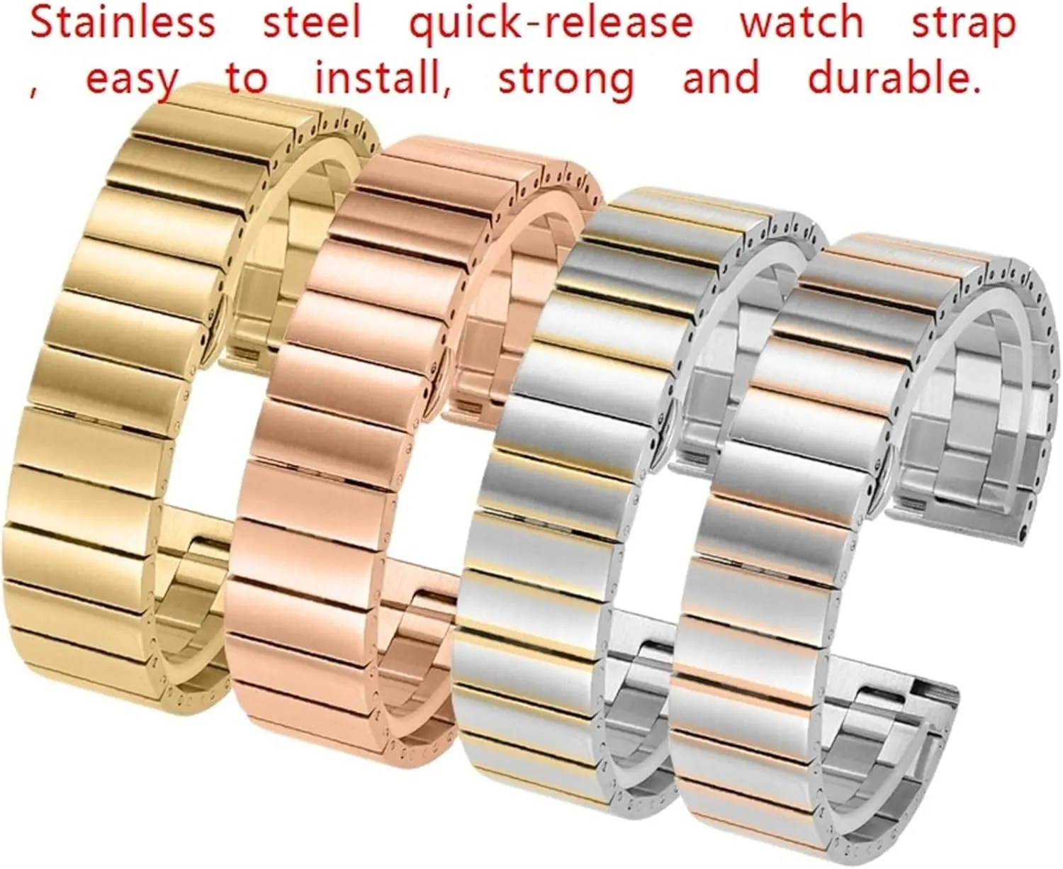 Stainless Steel Watch Strap 18mm Universal Folding Buckle Replacement Wristband