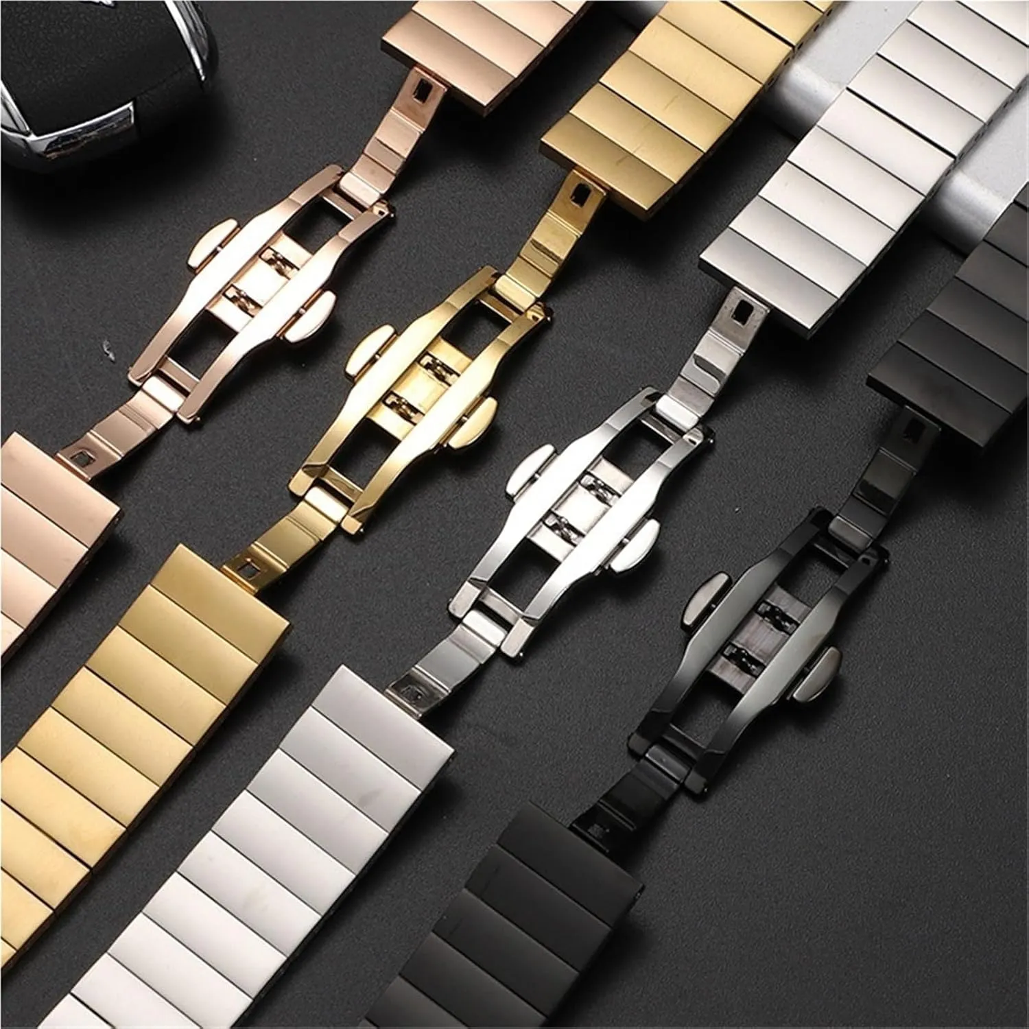 Stainless Steel Watch Strap 18mm Universal Folding Buckle Replacement Wristband