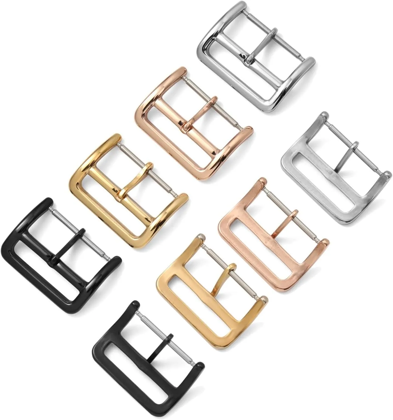 Stainless Steel Watch Strap Buckle 16mm 18mm 20mm 22mm 316L Glossy Polish Replacement Watchband Clasp Band Repair Tool Part (Color : 16mm Black)