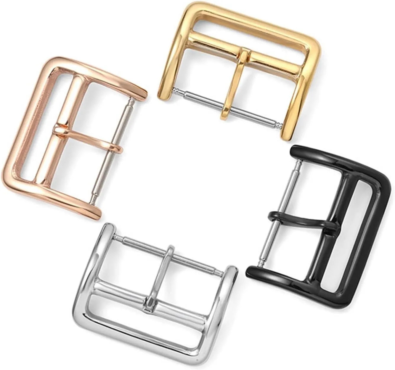 Stainless Steel Watch Strap Buckle 16mm 18mm 20mm 22mm 316L Glossy Polish Replacement Watchband Clasp Band Repair Tool Part (Color : 16mm Black)