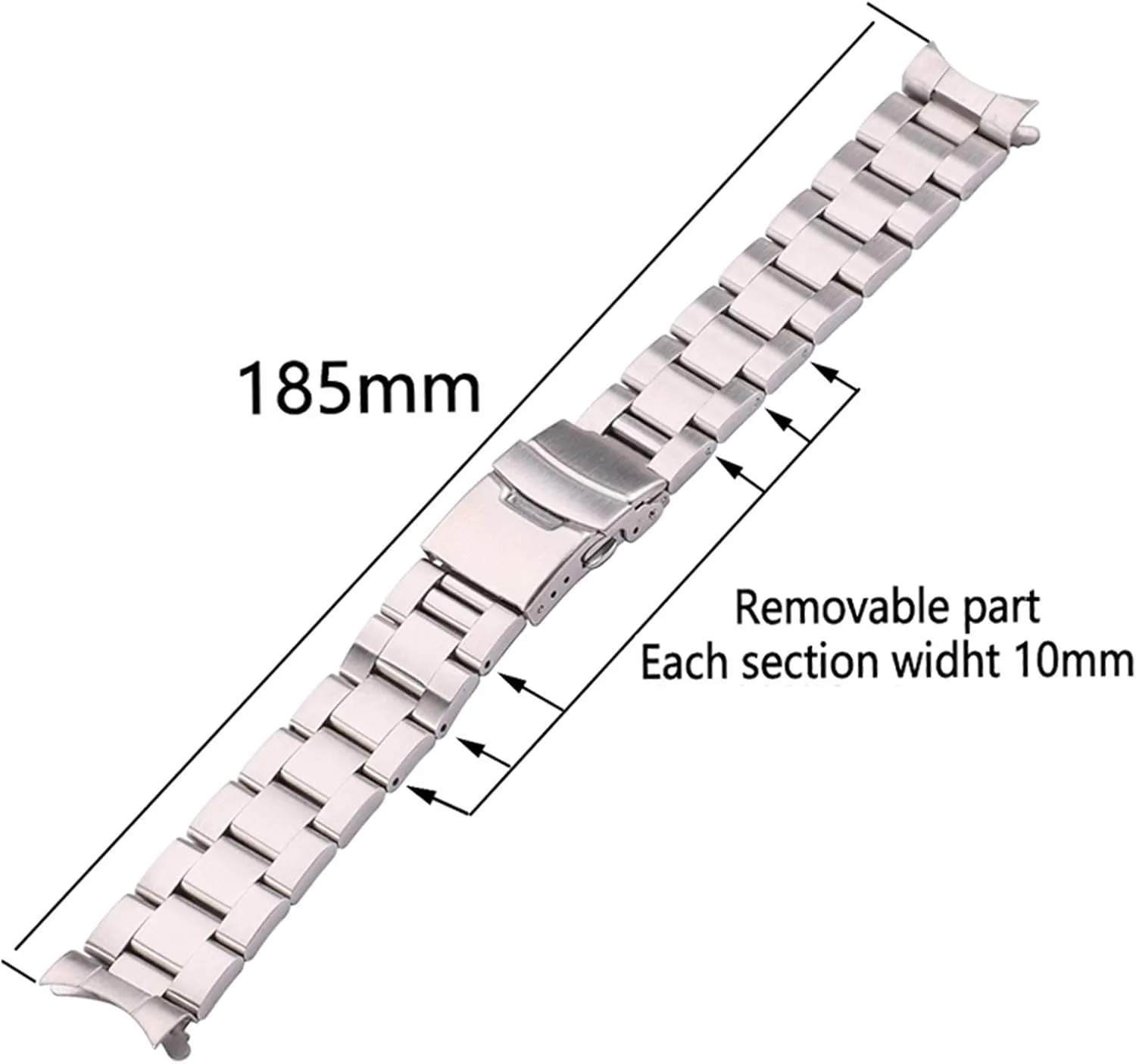 stainless steel watchband 20mm 22mm men metal brushed curved end watch band strap clocks accessories