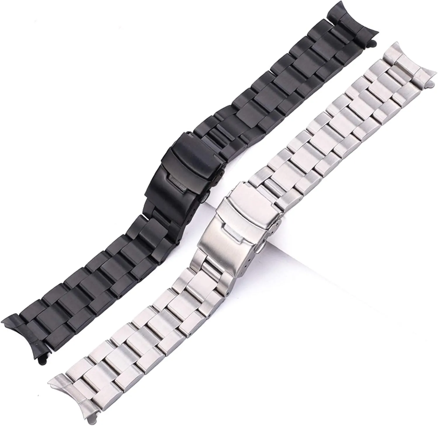 stainless steel watchband 20mm 22mm men metal brushed curved end watch band strap clocks accessories