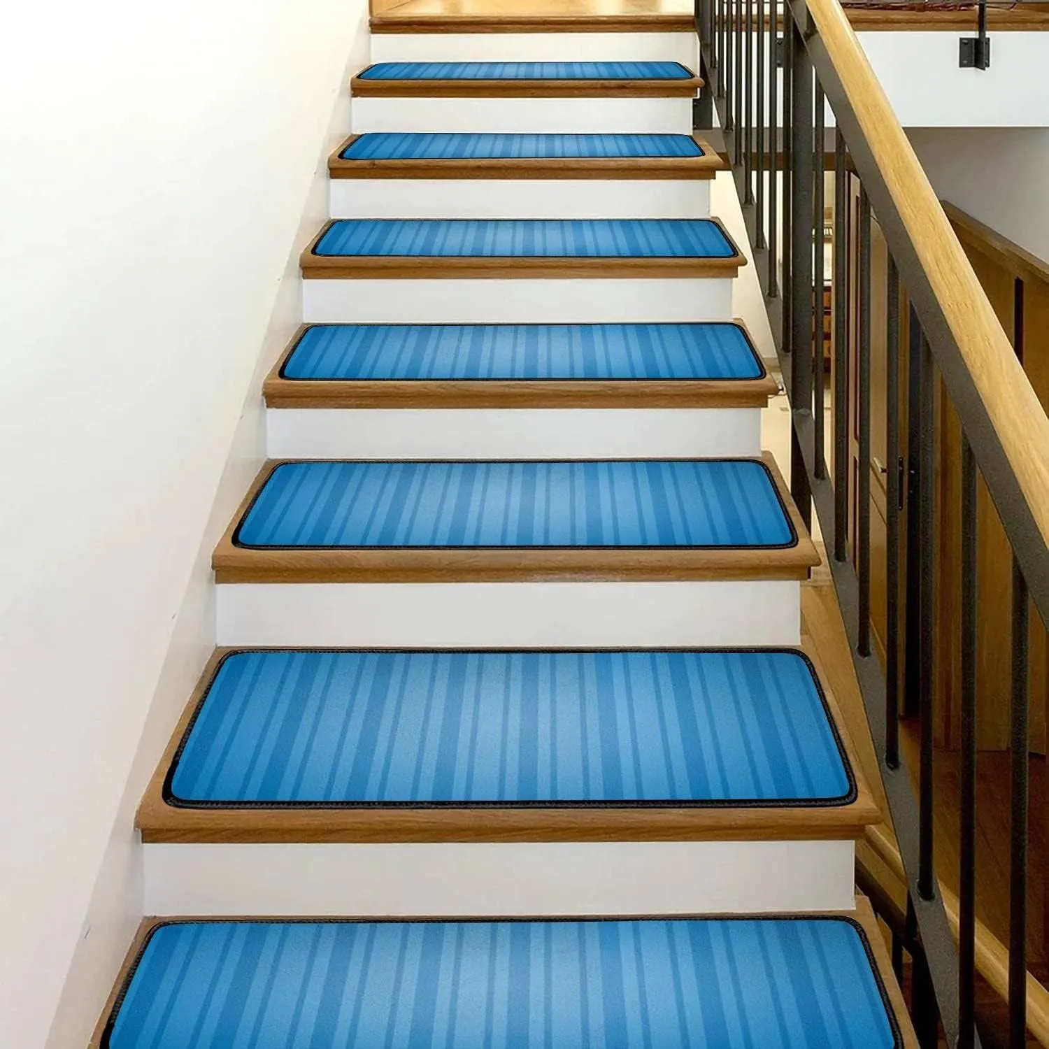 Stair Treads Carpet Set of 13 Wall Non-Slip Self-Adhesive Safety Rug Stair Mats Step Runner Indoor Wooden Steps for Kids Dogs 30"x8"