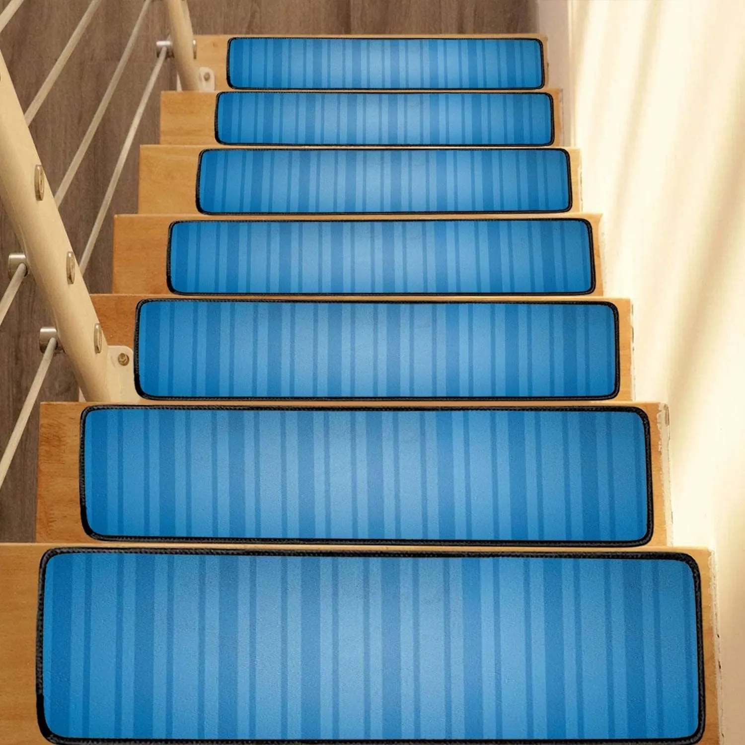 Stair Treads Carpet Set of 13 Wall Non-Slip Self-Adhesive Safety Rug Stair Mats Step Runner Indoor Wooden Steps for Kids Dogs 30"x8"