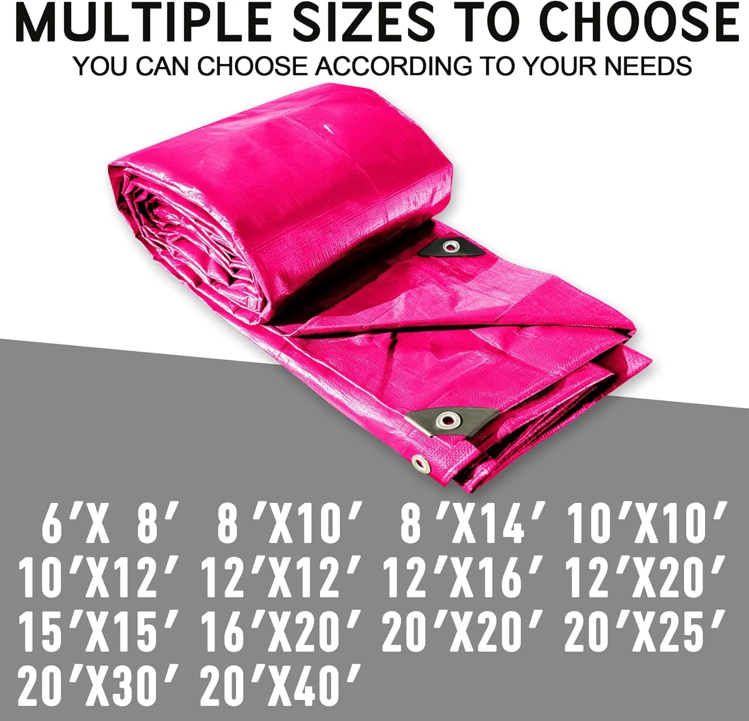 STARPYNG-12 Mil Pink/Silver 10x10 Feet Tarp-Heavy Duty Poly Tarp-Cover,Waterproof, UV Resistant, Weather Resistant, Cover Cars, Boats, Courtyards,Camping