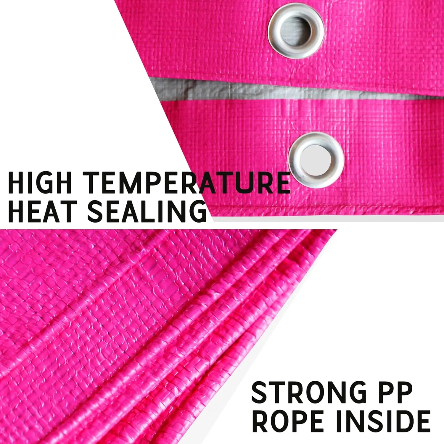 STARPYNG-12 Mil Pink/Silver 10x10 Feet Tarp-Heavy Duty Poly Tarp-Cover,Waterproof, UV Resistant, Weather Resistant, Cover Cars, Boats, Courtyards,Camping