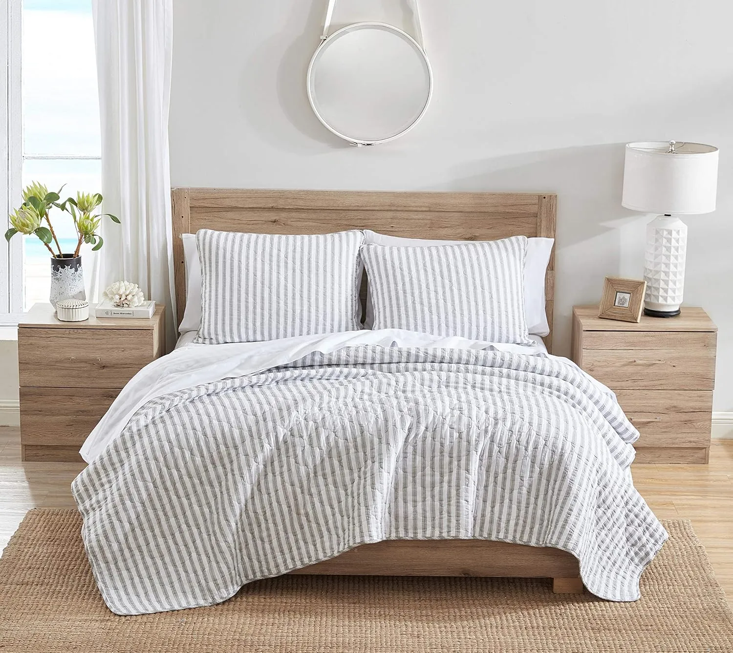 Stone Cottage | Willow Way Collection | Quilt Set - 100% Cotton, Ultra-Soft & Reversible Bedding with Matching Sham, Pre-Washed for Extra Comfort, Twin, Grey