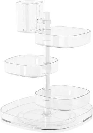 Storage Box Transparent 360 Degree Rotating Dustproof Jewelry Box Small Multilayer Earring Ring Hairpin Jewelry Display Rack Storage Box Jewelry Boxes