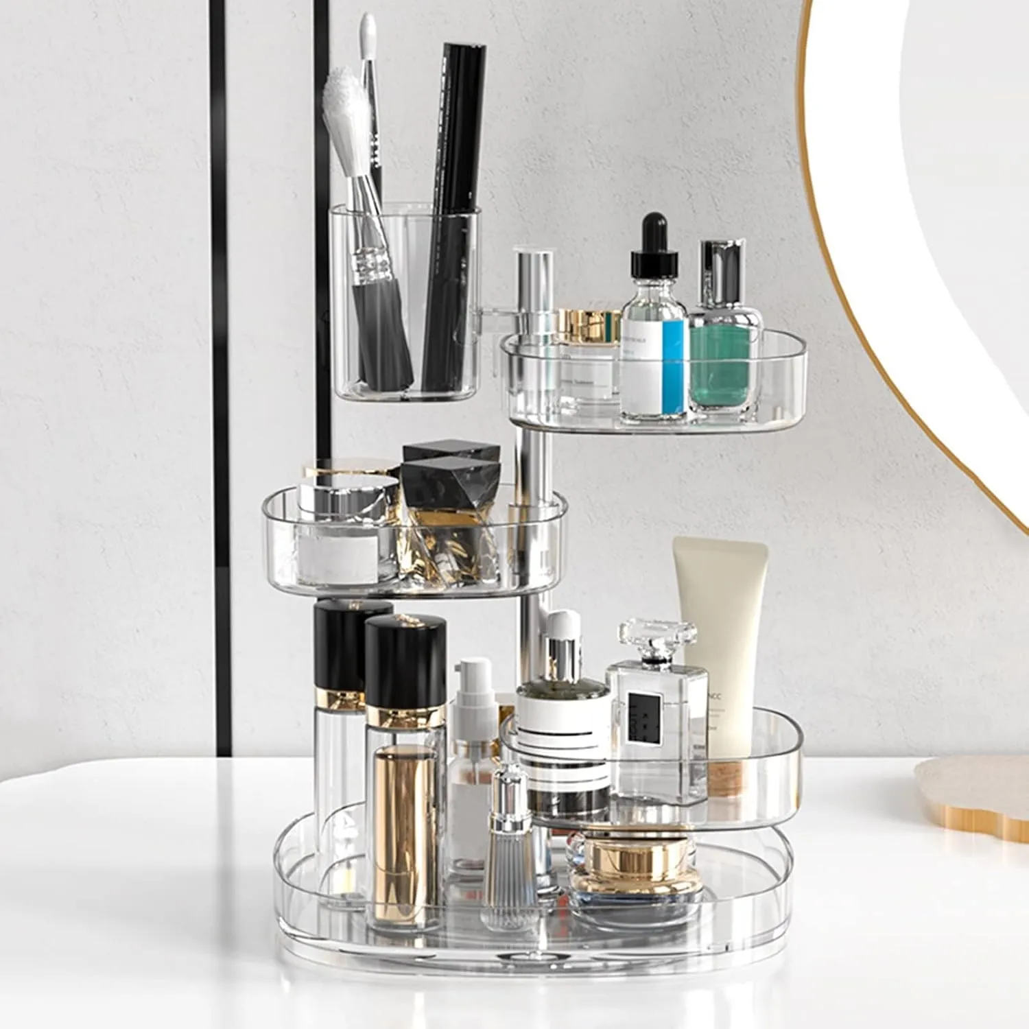 Storage Box Transparent 360 Degree Rotating Dustproof Jewelry Box Small Multilayer Earring Ring Hairpin Jewelry Display Rack Storage Box Jewelry Boxes