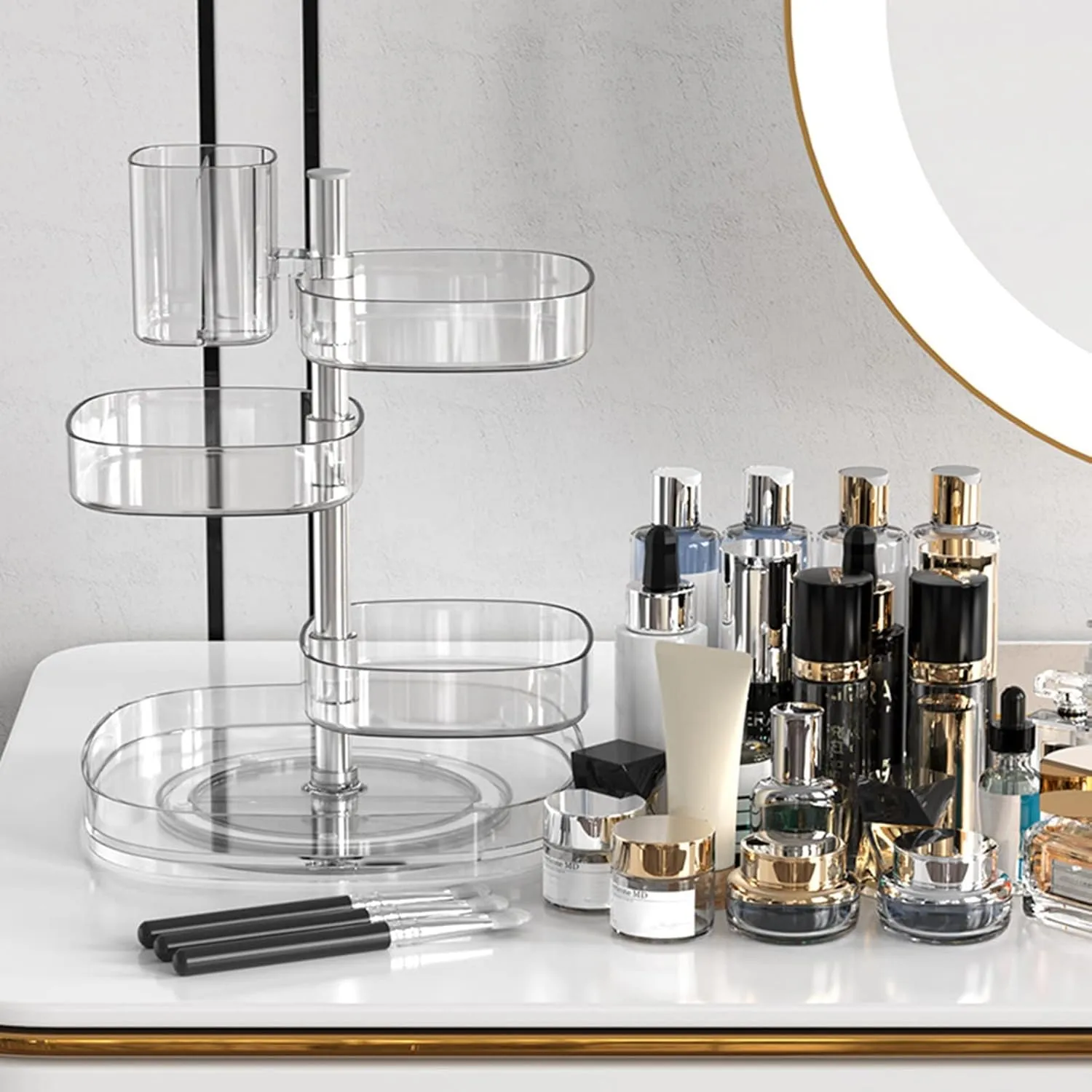 Storage Box Transparent 360 Degree Rotating Dustproof Jewelry Box Small Multilayer Earring Ring Hairpin Jewelry Display Rack Storage Box Jewelry Boxes