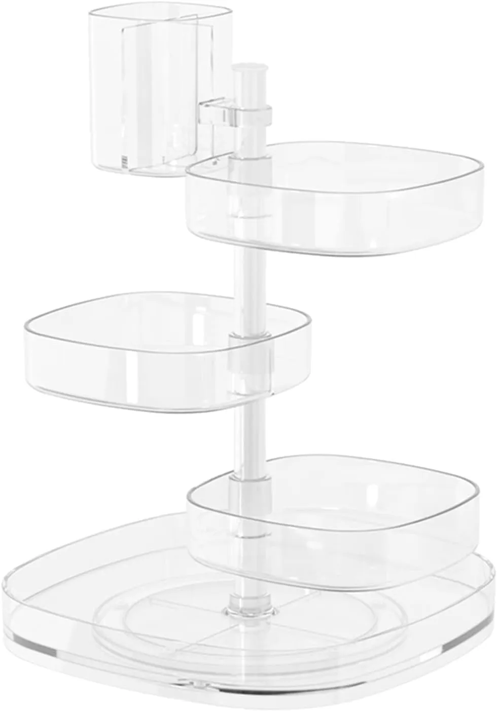 Storage Box Transparent 360 Degree Rotating Dustproof Jewelry Box Small Multilayer Earring Ring Hairpin Jewelry Display Rack Storage Box Jewelry Boxes