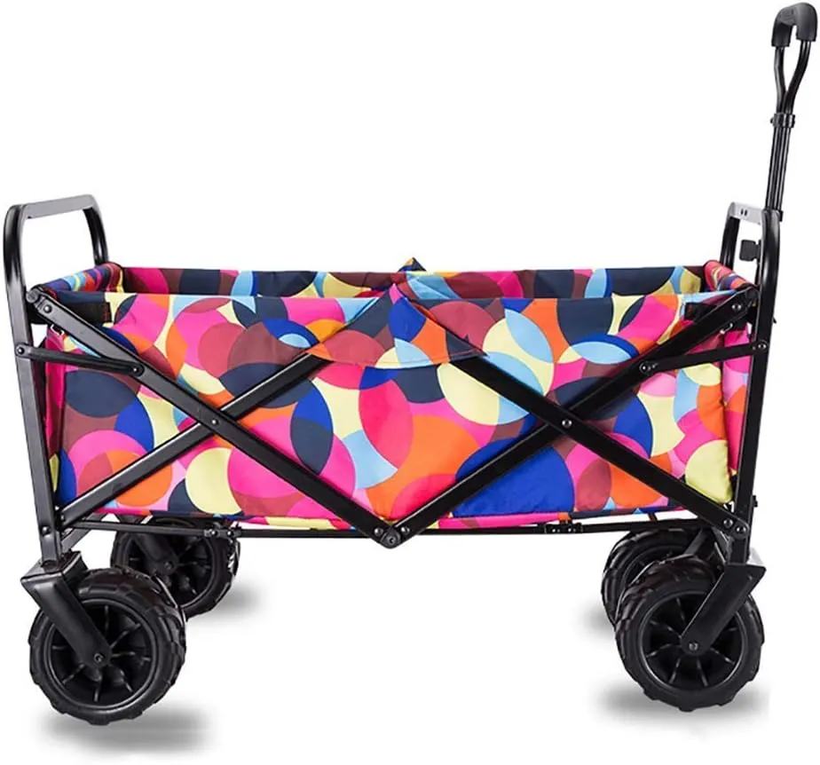 Storage Trolleys Folding Garden Trolley Cart Heavy Duty Wagon Multi-Function Shopping Cart for Outdoor Camping Beach Supermarket with 4 Wheels, Load：90Kg (B)