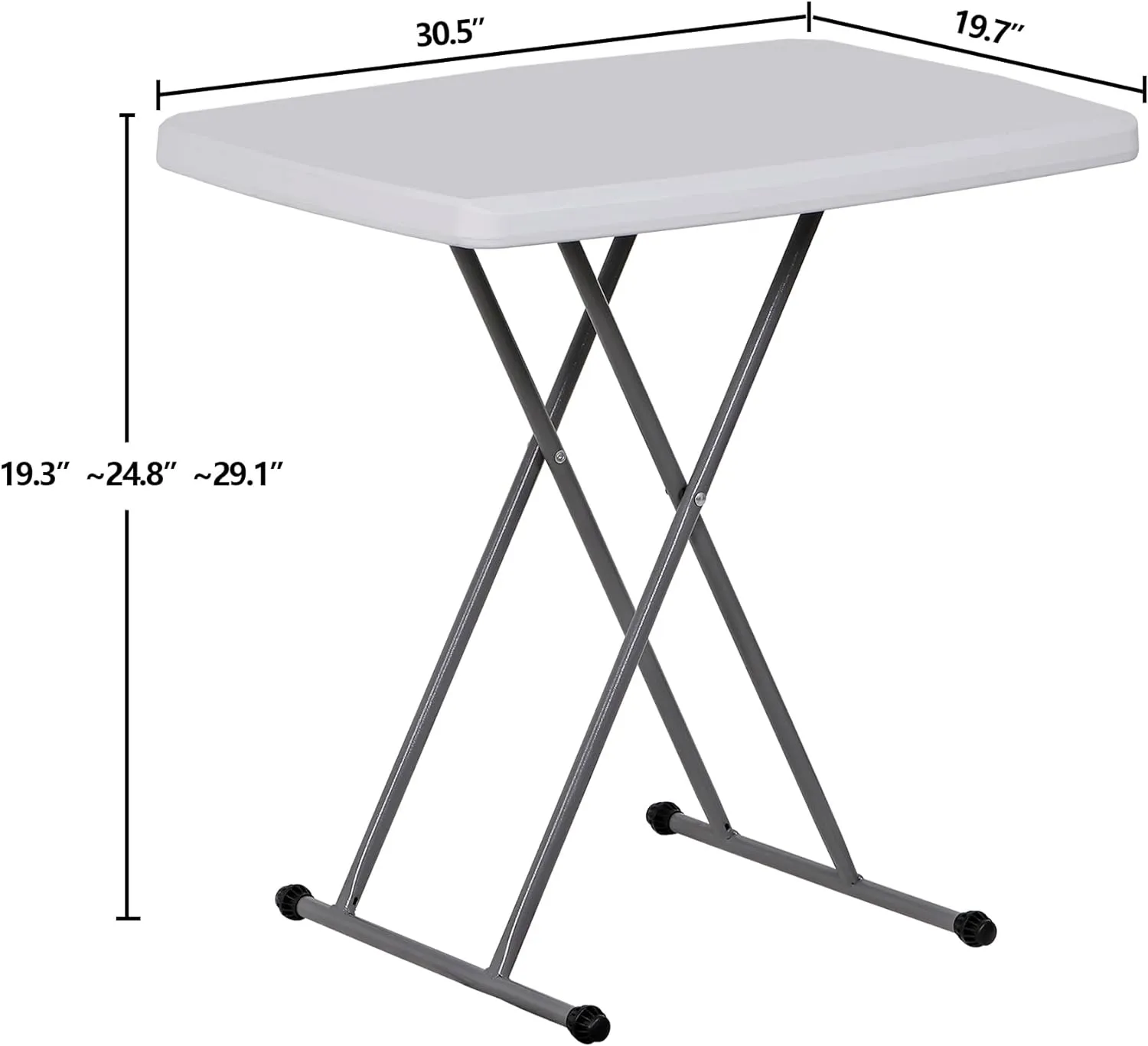 SUPER DEAL 2.5 Foot Plastic Folding Table, Indoor Outdoor Portable Heavy Duty Adjustable Height Kitchen or Camping Barbecues Picnic Party Table, White