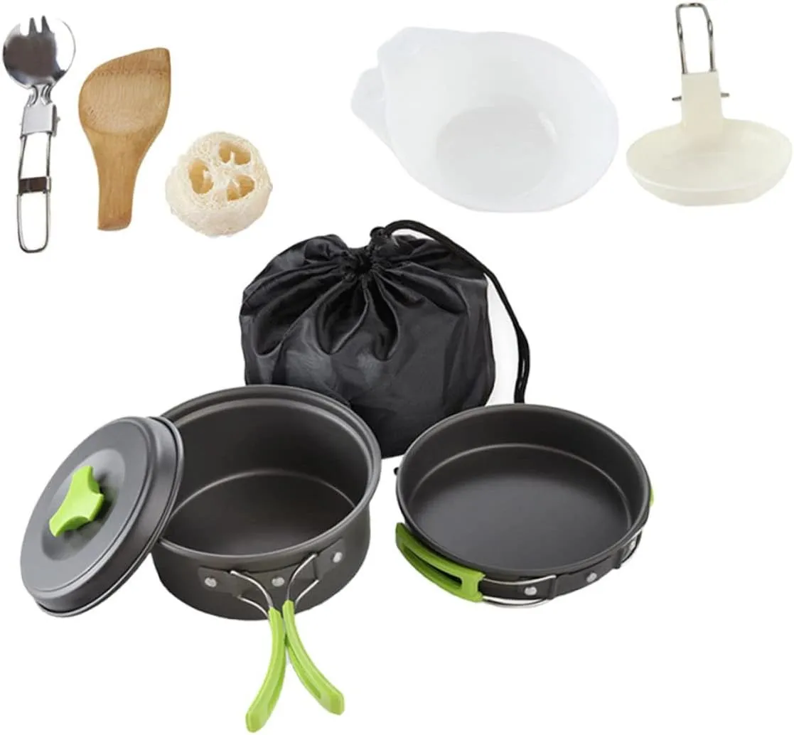 SUPVOX Cookware Camping Stoves for 1-2 People Portable Picnic Cooking Utensils Set Outdoor Kitchenware