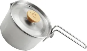 SUPVOX Outdoor Portable Camping Pot Cookware for Boiling Water Soup and Noodles Lightweight Compact Design for Hiking Fishing and