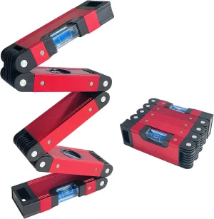 Sutekus Folding Level 5 Sections Foldable Aluminum Alloy Multi-Angle Measurement Tool with Level Bubbles and Powerful Magnets for Woodworking Construction
