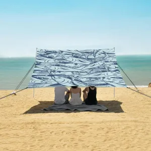 Swimming Tuna Pattern Beach Camping Tent Sun Shelter for Whole Family, Beach Shade Canopy with UPF50  UV Protection,Easy Set Up and Carry,Outdoor Shade for Trips, Fishing, Backyard Fun Picnics