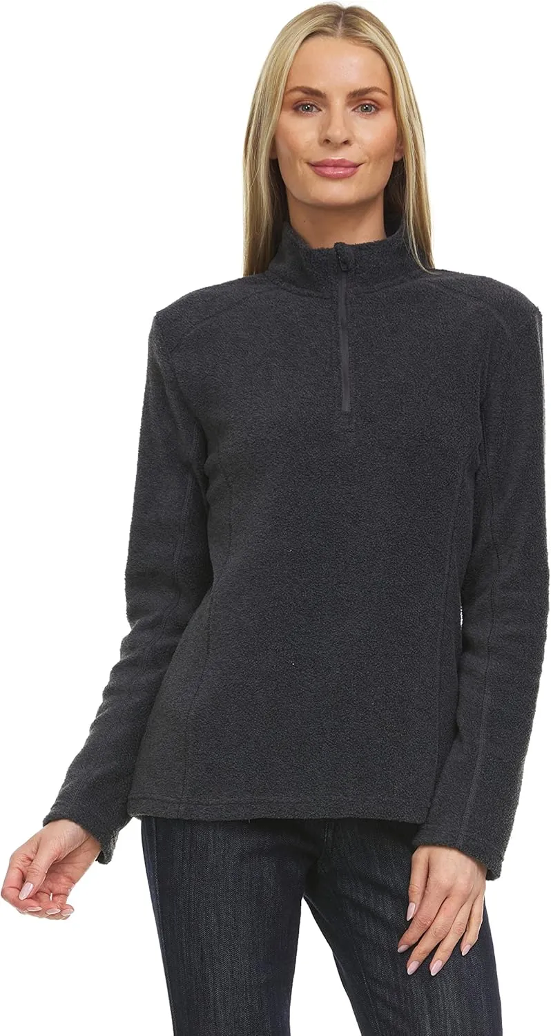 Swiss Alps Womens Quarter Zip Pullover Fleece Stand Collar Long Sleeve Polar Soft Lightweight Sweatshirt Jacket