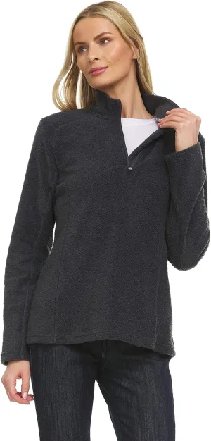 Swiss Alps Womens Quarter Zip Pullover Fleece Stand Collar Long Sleeve Polar Soft Lightweight Sweatshirt Jacket