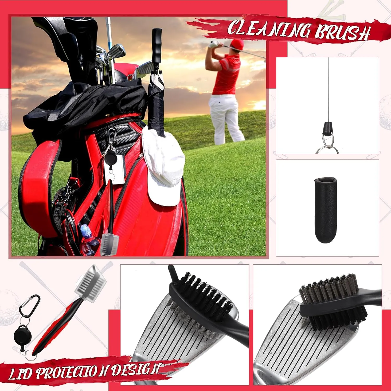 Syhood 21 Pcs Golf Club Cleaning Kit Accessories Golf Brush, Towel, Groove Sharpener, Divot Repair Tool, Ball Alignment Kit Gift for Christmas Portable Tool Kit for Men or Women