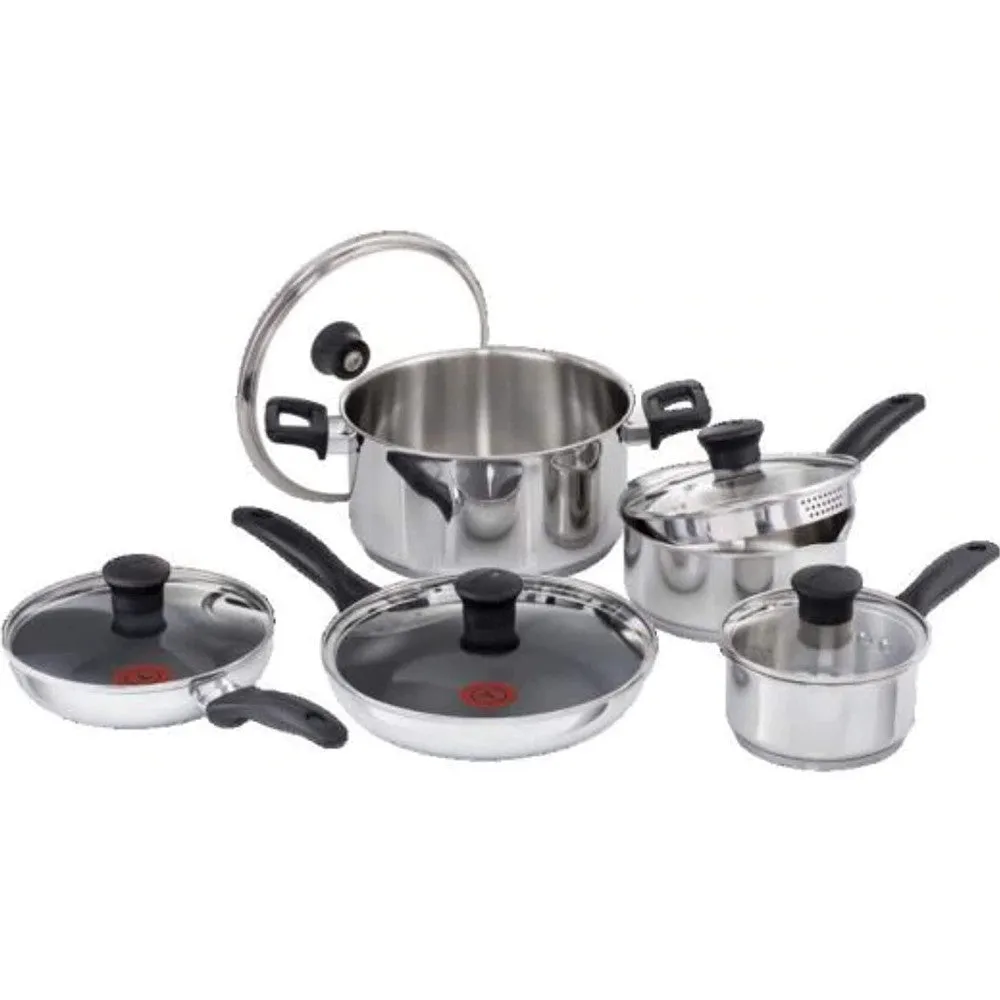 T-FAL 10Pc Stainless Steel Pot Set - G717SADI