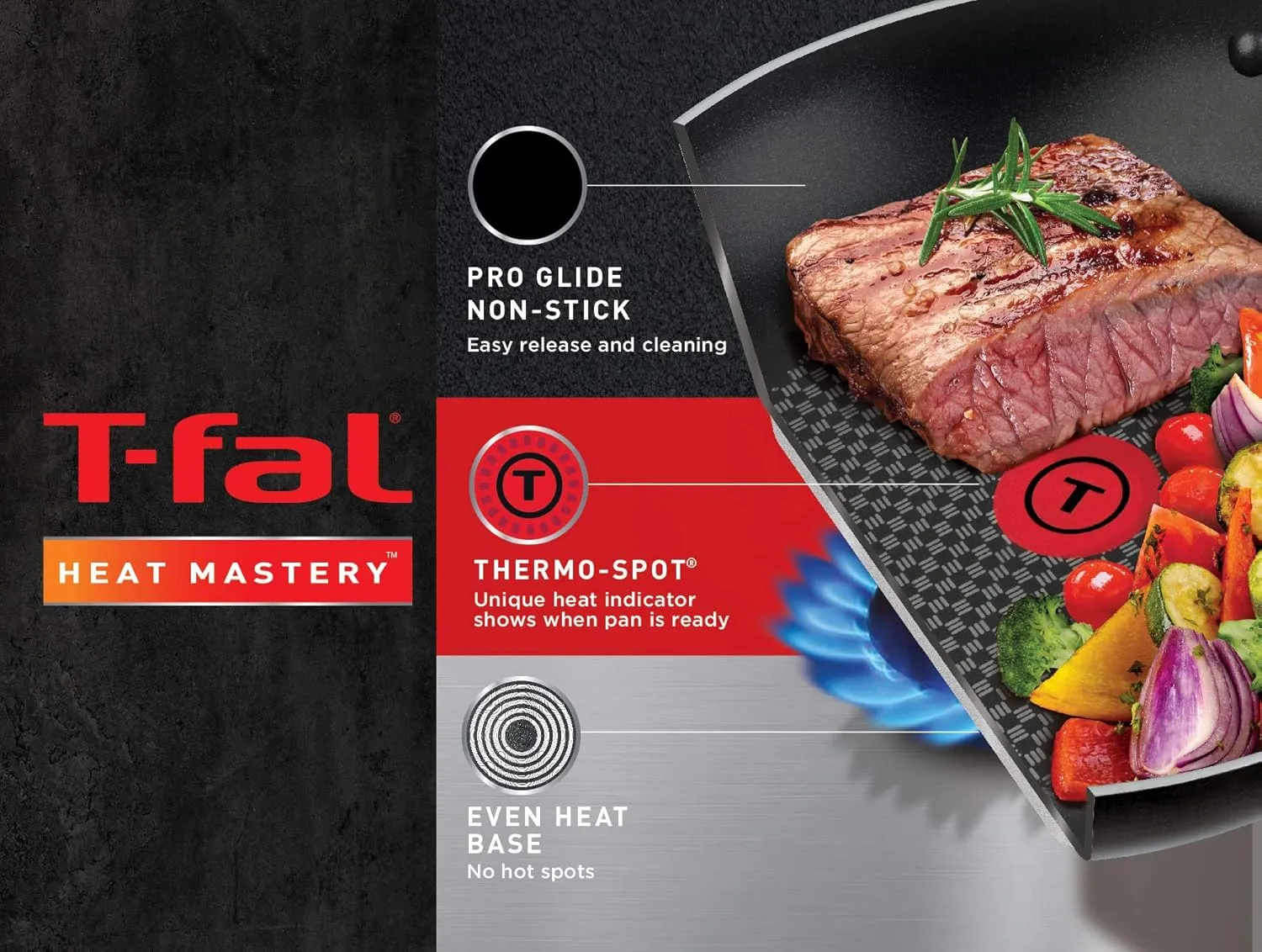 T-fal B039S264 Excite ProGlide Nonstick Thermo-Spot Heat Indicator Dishwasher Oven Safe 8 Inch and 10.5 Inch Fry Pan Cookware Set, 2-Piece, Rio Red