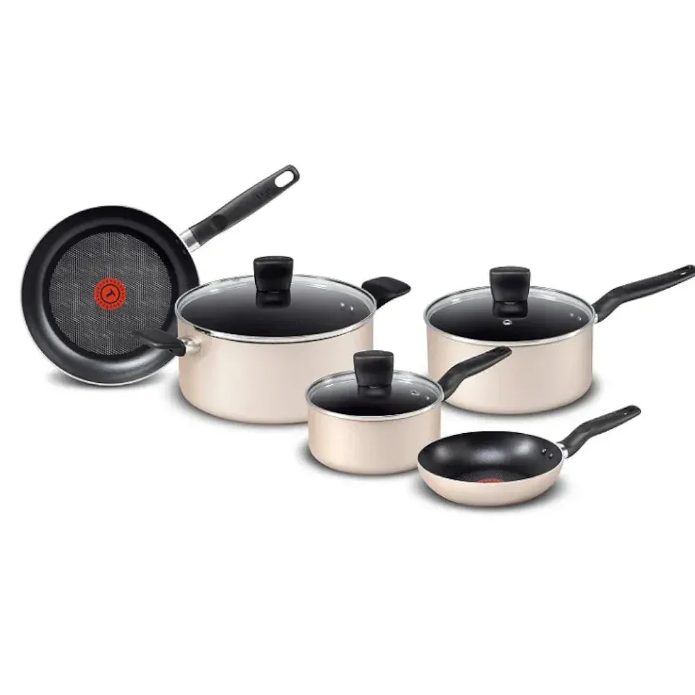 T-FAL Essentials 8pc Cookware Set Blue/Gold - B474S874/ B455S874