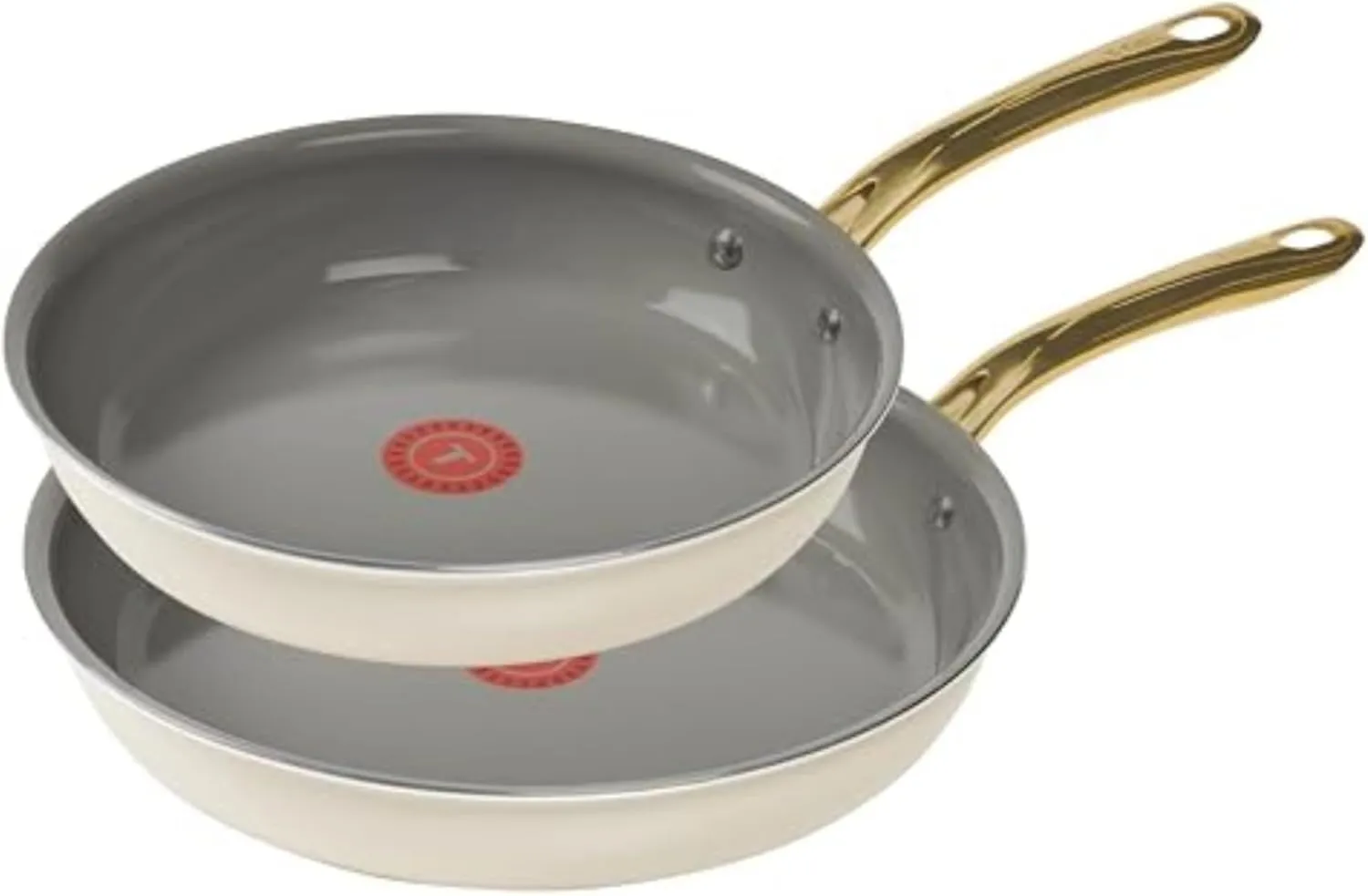 T-fal Preserve Ceramic Nonstick Frying Pan 2-Pc Set, 8.5" & 11", Made without PFOA and PTFE, Oven Broiler Safe up to 350°F Cookware, InoCeram Glide Technology, Frying Pan Skillet, Pots & Pans, Beige