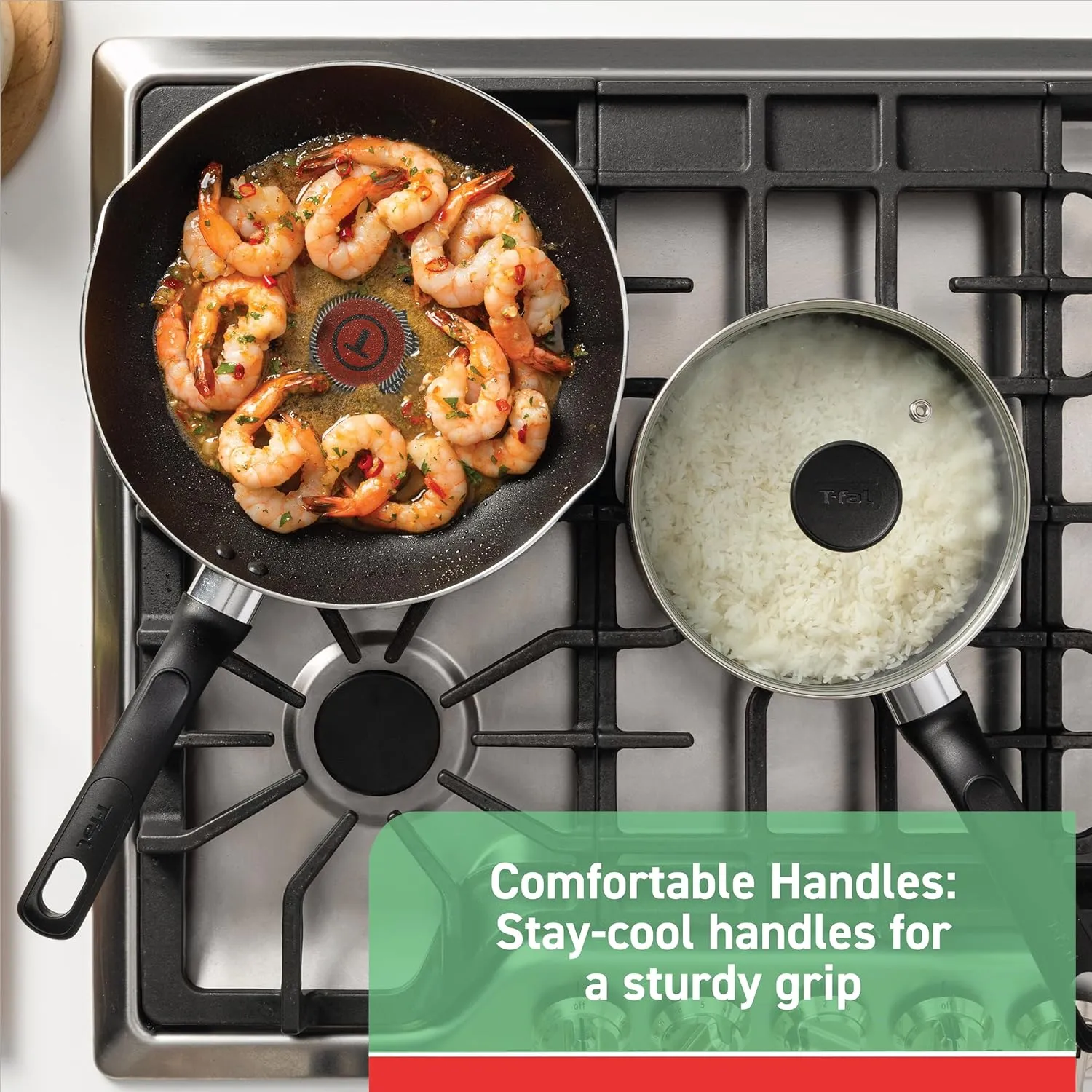 T-fal Specialty Nonstick Handy Pot with Glass Lid 3 Quart Oven Safe 350F Cookware, Pots and Pans, Dishwasher Safe Black