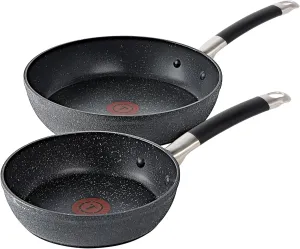 T-Fal Stone Force Platinum Non Stick Fry Pan Set 2 Piece, 8 inch and 10.5 inch, Oven Broiler Safe 400°F, Cooking Frying Pans, Kitchen Skillets, Pots and Pans Set Nonstick, Dishwasher Safe, Black