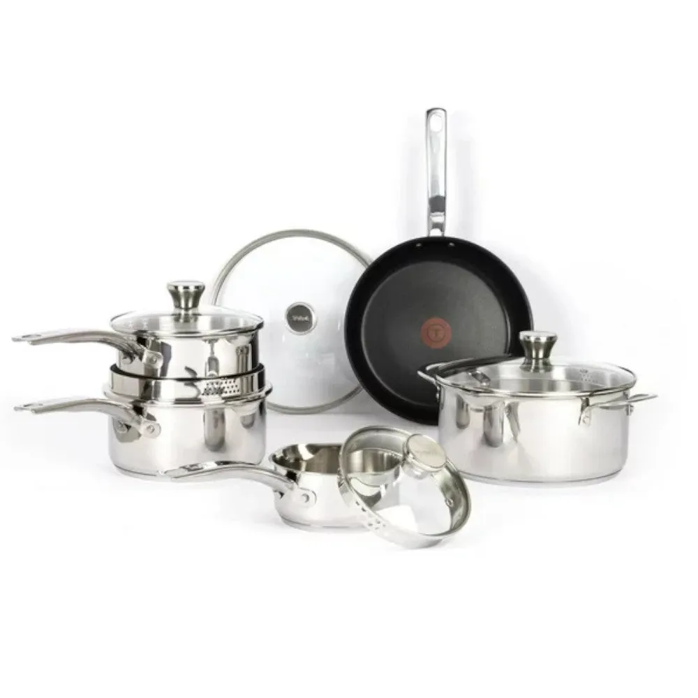 T-FAL Unlimited Stainless Steel 10Pc Cookware Set - H868SA54