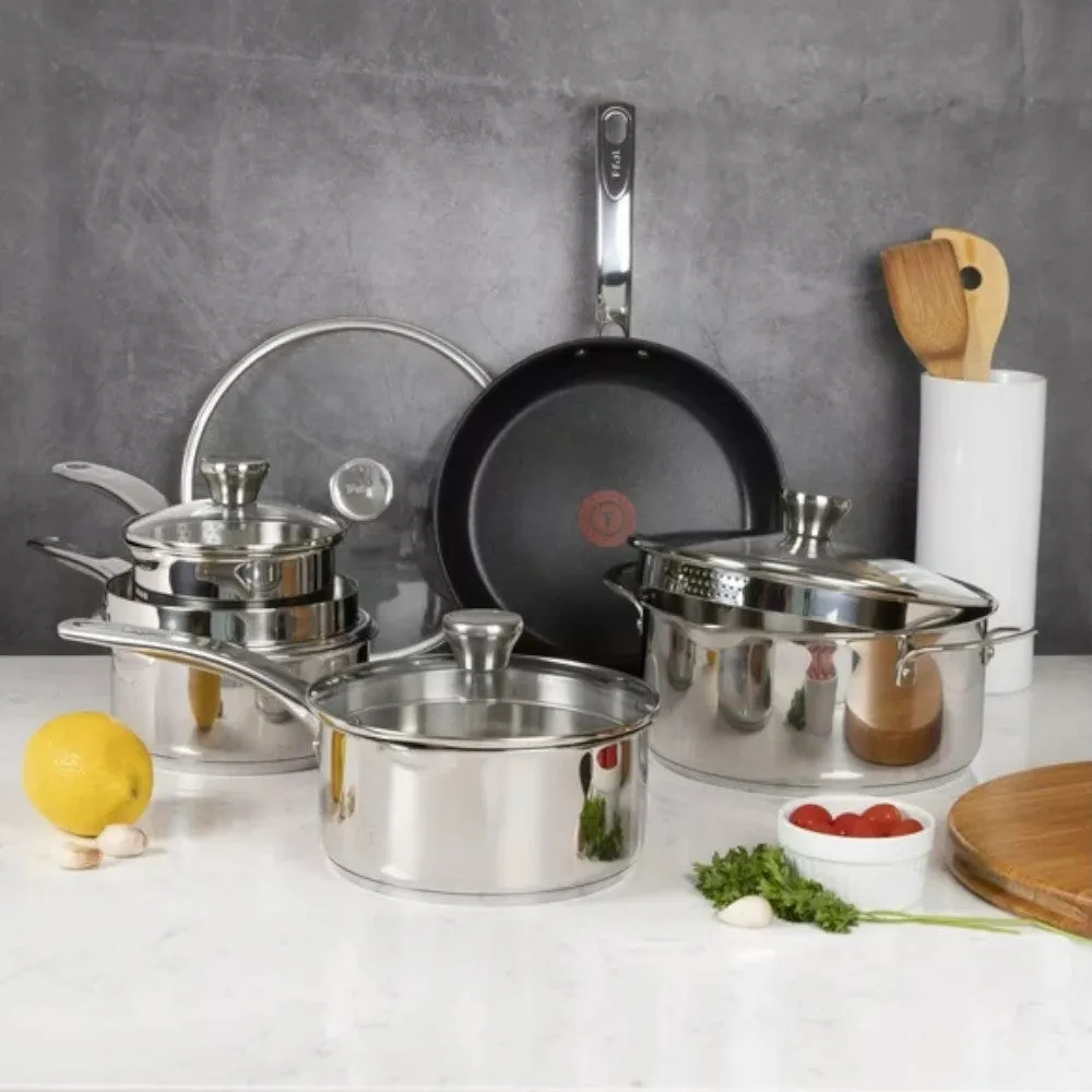 T-FAL Unlimited Stainless Steel 10Pc Cookware Set - H868SA54
