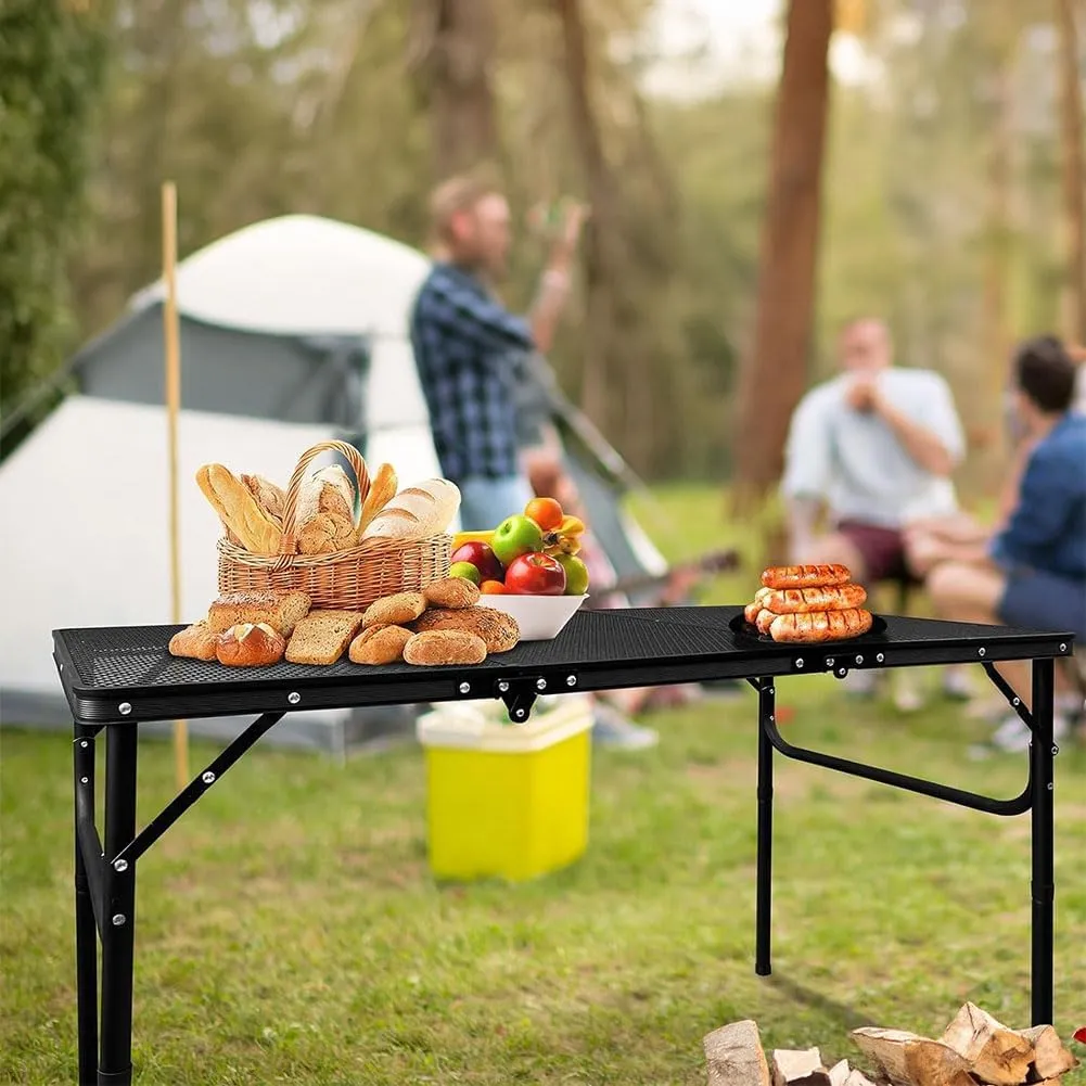 Table for Grill, 23 62"x15 75"x22.05" Outdoor Table, Camping Table, Outdoor Cooking Table, Picnic Tables, Card Table Adjustable Height - Perfect for Camping, Picnic, Beach & BBQ