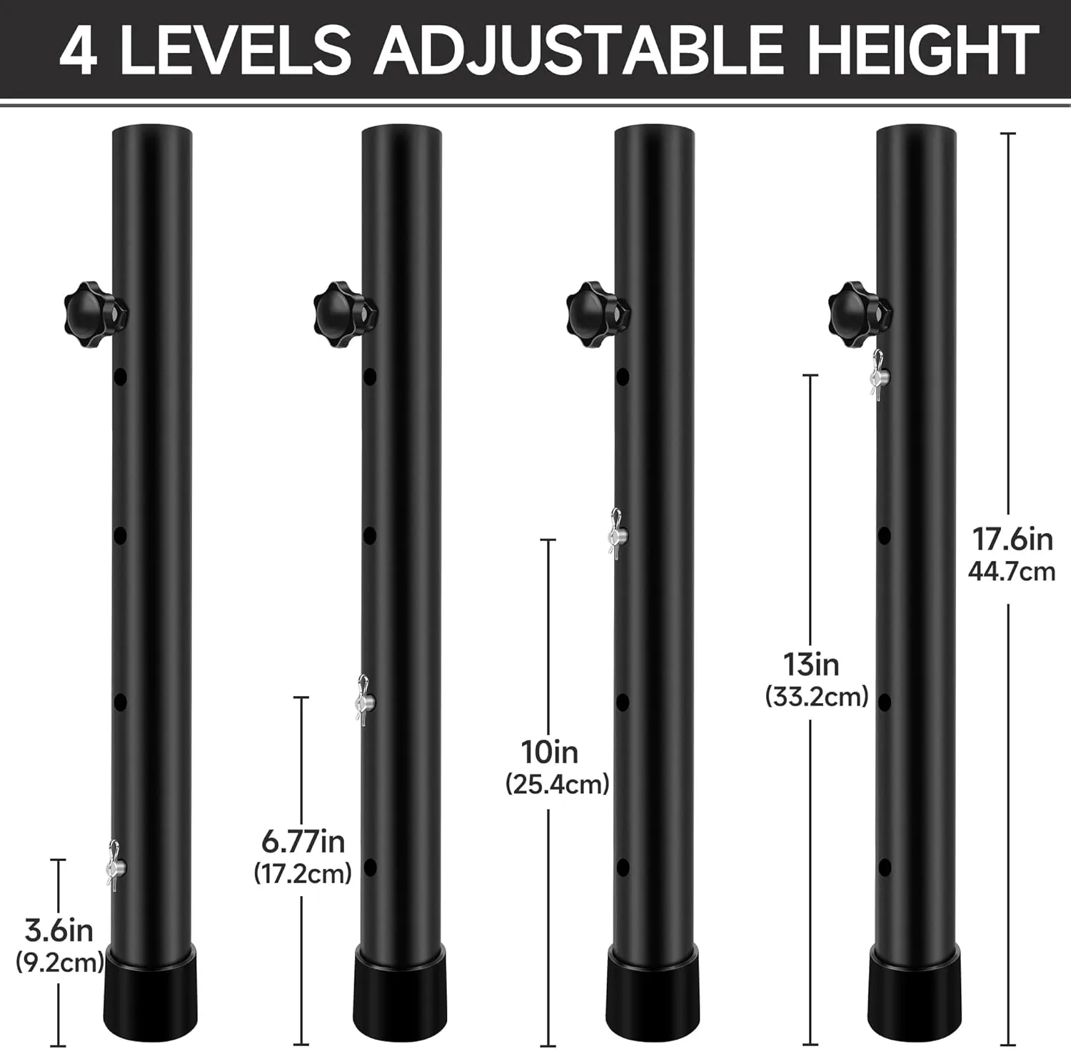 Table Leg Extenders for Folding Tables, Folding Table Leg Extensions for Straight and Bent Legs, Heavy Duty Steel 4 Levels Adjustable Folding Table Leg Risers, Raise Table Height