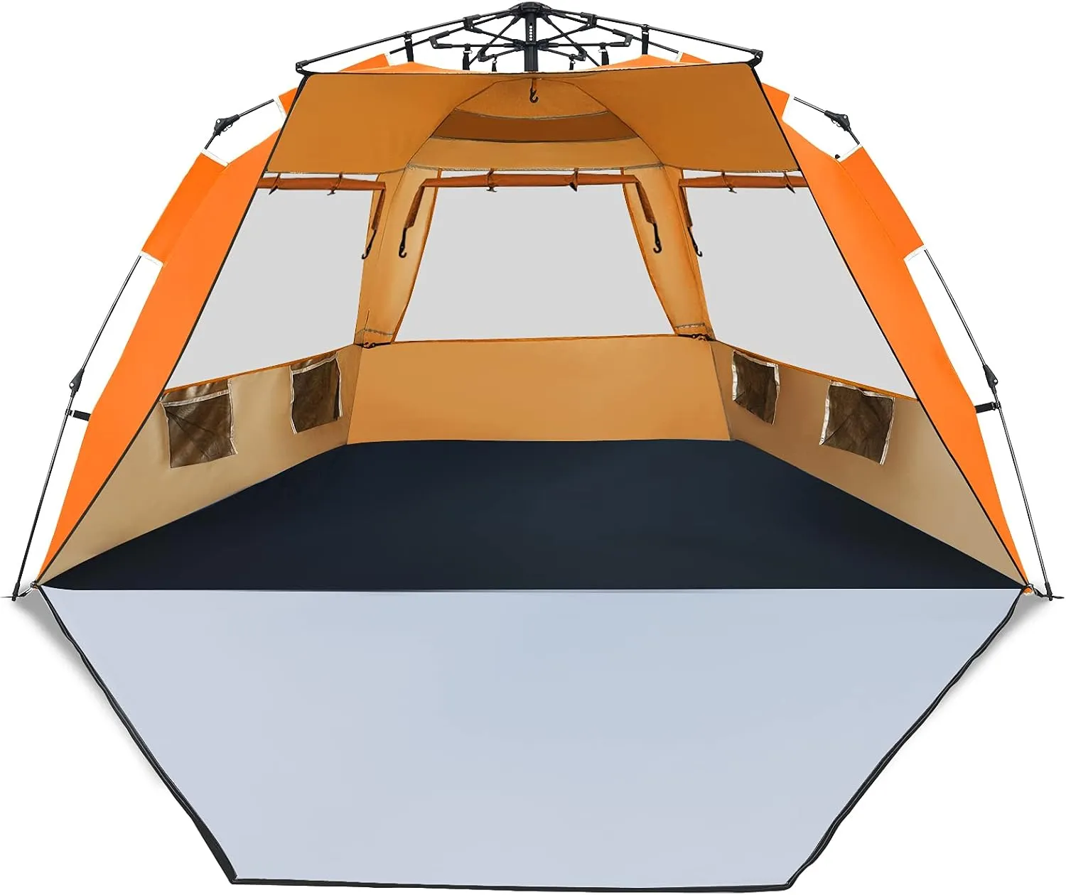 Tangkula 3-4 Person Easy Pop Up Beach Tent, UPF 50  Portable Sun Shelter w/ 3 Ventilation Windows, Zippered Front Porch, 4 Storage Pockets & Carrying Bag, Instant Beach Sun Shade with 8.5mm Rod
