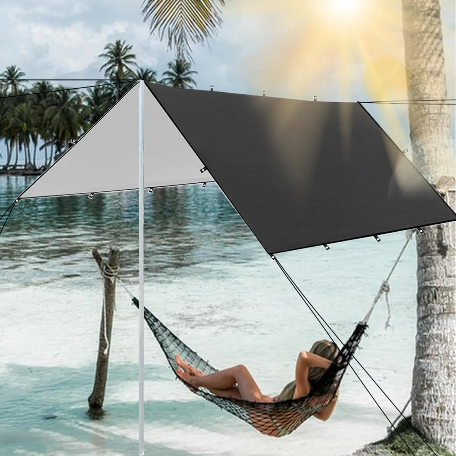 Tarp Camping - Portable Shelter Cover, Tent Shelter Tarp | Easy-to-Set-up Tent Tarp, Tent Tarp for Hiking, Weatherproof Lightweight for Backpacking, Survival, Picnic, Climbing, Travel