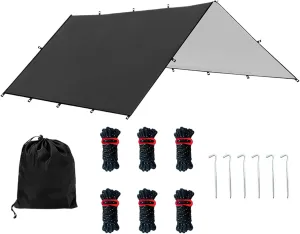 Tarp Camping - Portable Shelter Cover, Tent Shelter Tarp | Easy-to-Set-up Tent Tarp, Tent Tarp for Hiking, Weatherproof Lightweight for Backpacking, Survival, Picnic, Climbing, Travel