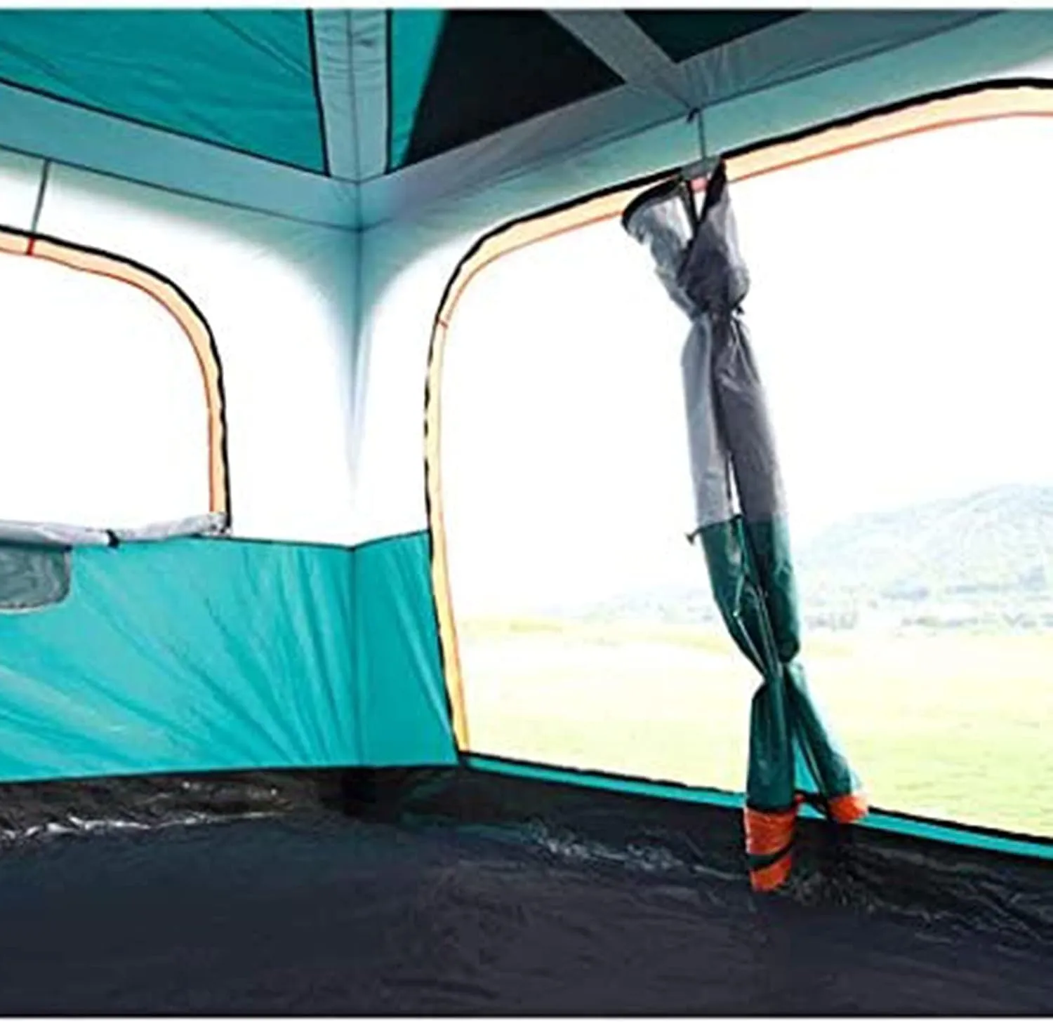 Tarpaulin Shade Cloth Rainproof Cloth Tent Fully Automatic Waterproof Camping 5-8 People Two Rooms Family Tent Backpack Tent Easy to Install and Package (Color : Green, Size : Large)