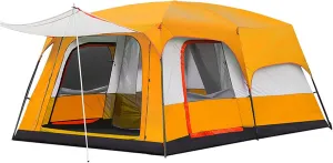 Tarpaulin Shade Cloth Rainproof Cloth Tent Fully Automatic Waterproof Camping 5-8 People Two Rooms Family Tent Backpack Tent Easy to Install and Package (Color : Green, Size : Large)