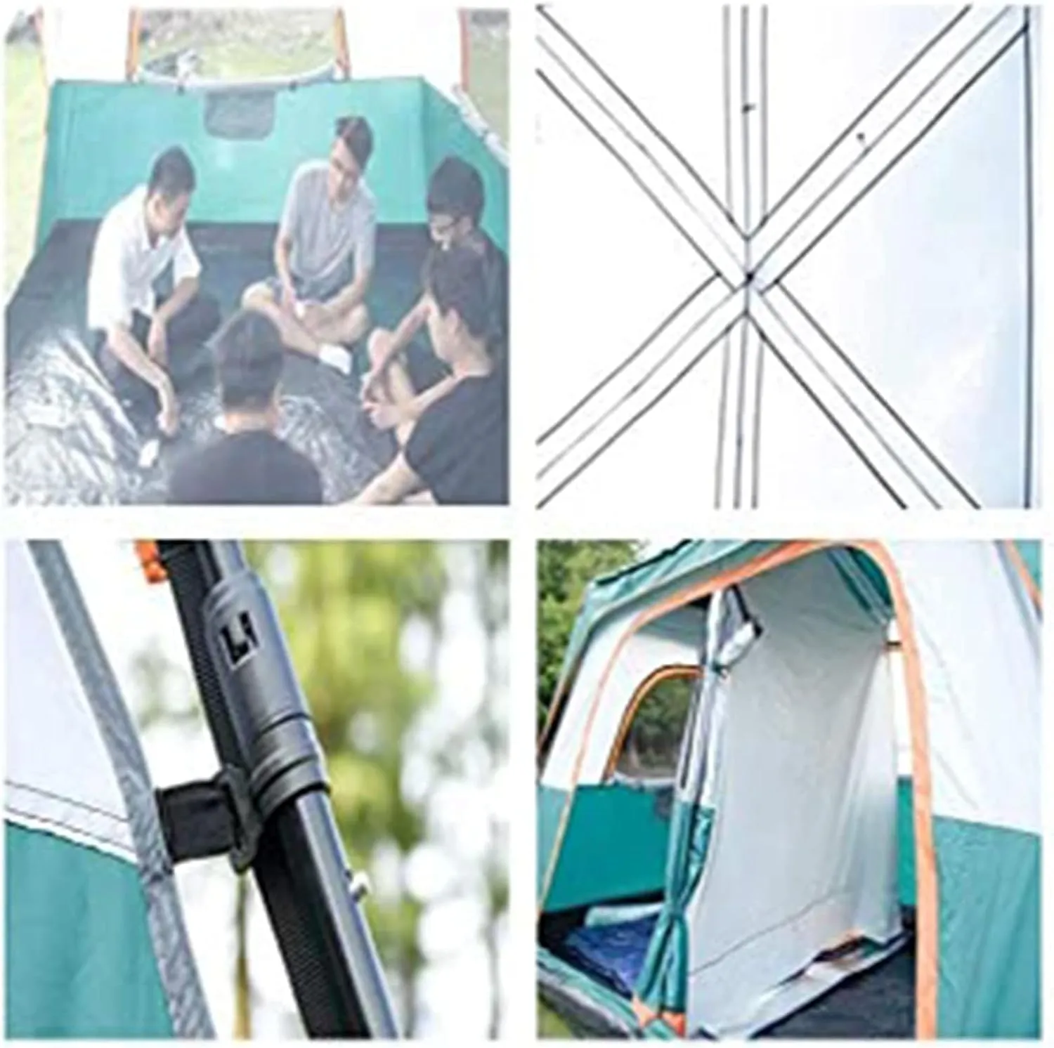 Tarpaulin Shade Cloth Rainproof Cloth Tent Fully Automatic Waterproof Camping 5-8 People Two Rooms Family Tent Backpack Tent Easy to Install and Package (Color : Green, Size : Large)