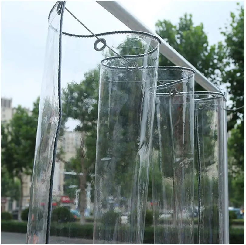 Tarpaulin Transparent Tarpaulin- Heavy Duty Waterproof Clear Tarps Sheet Cover- 100% UV& Weather Resistant Vinyl Coated 0.3MM PE Rainproof Curtain, Customizable,Clear,2.4X 3m
