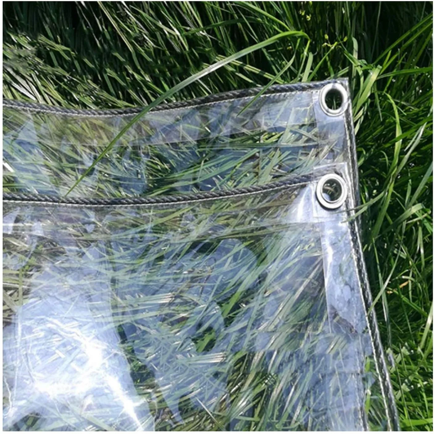 Tarpaulin Transparent Tarpaulin- Heavy Duty Waterproof Clear Tarps Sheet Cover- 100% UV& Weather Resistant Vinyl Coated 0.3MM PE Rainproof Curtain, Customizable,Clear,2.4X 3m