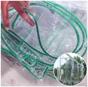 Tarpaulin Transparent Tarpaulin- Heavy Duty Waterproof Clear Tarps Sheet Cover- 100% UV& Weather Resistant Vinyl Coated 0.3MM PE Rainproof Curtain, Customizable,Clear,2.4X 3m